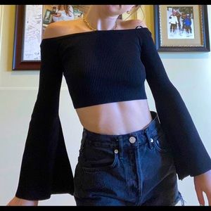 Groovy Black Crop with Bell Sleeves